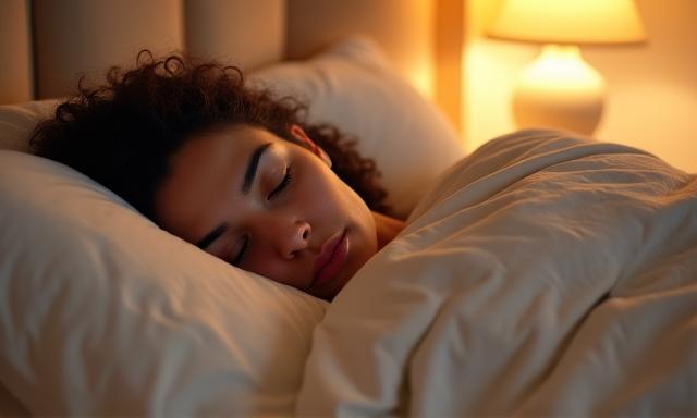 Persona durmiendo plácidamente en una cama acogedora